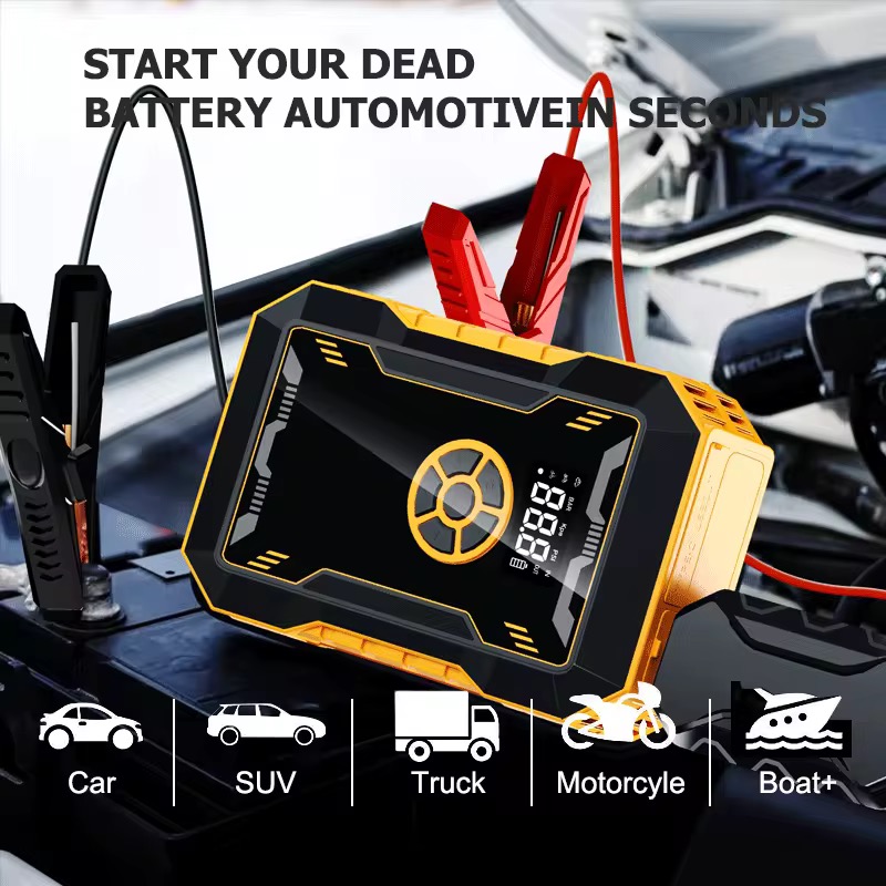 Portable 12V Car Jump Starter LED Light 8000mah Auto Rescue Tool Gas Diesel Motorcycle Compatible Emergency Air Pump for Truck
