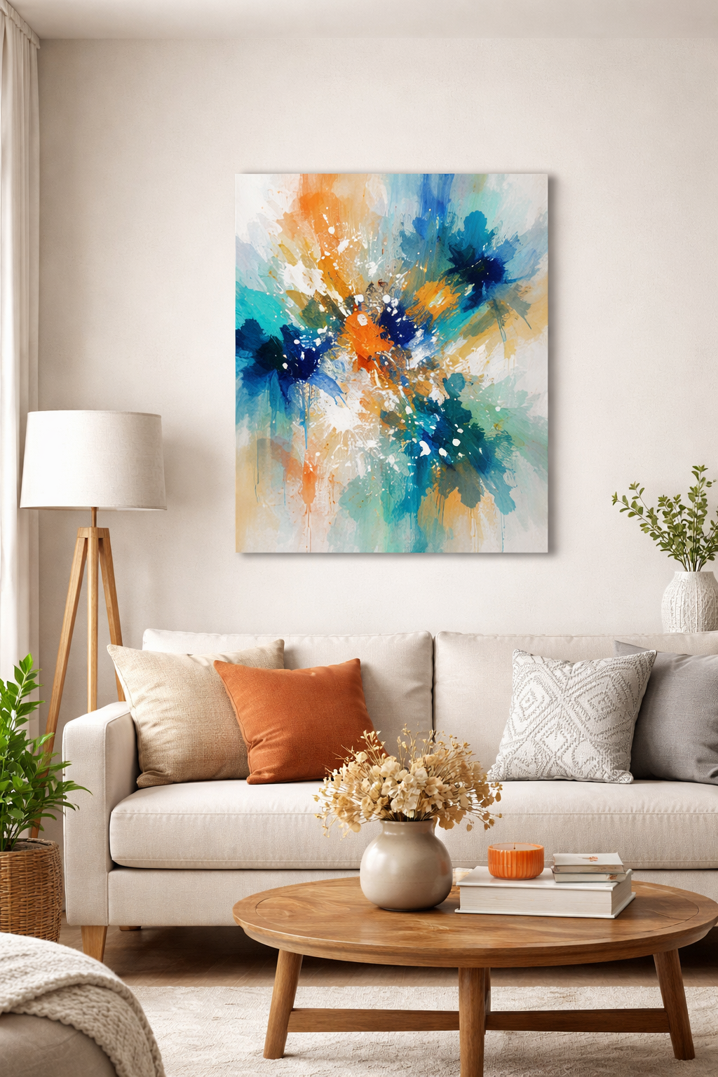 Modern Abstract Canvas Art – 16” x 20” Vibrant Color Splash Wall Decor